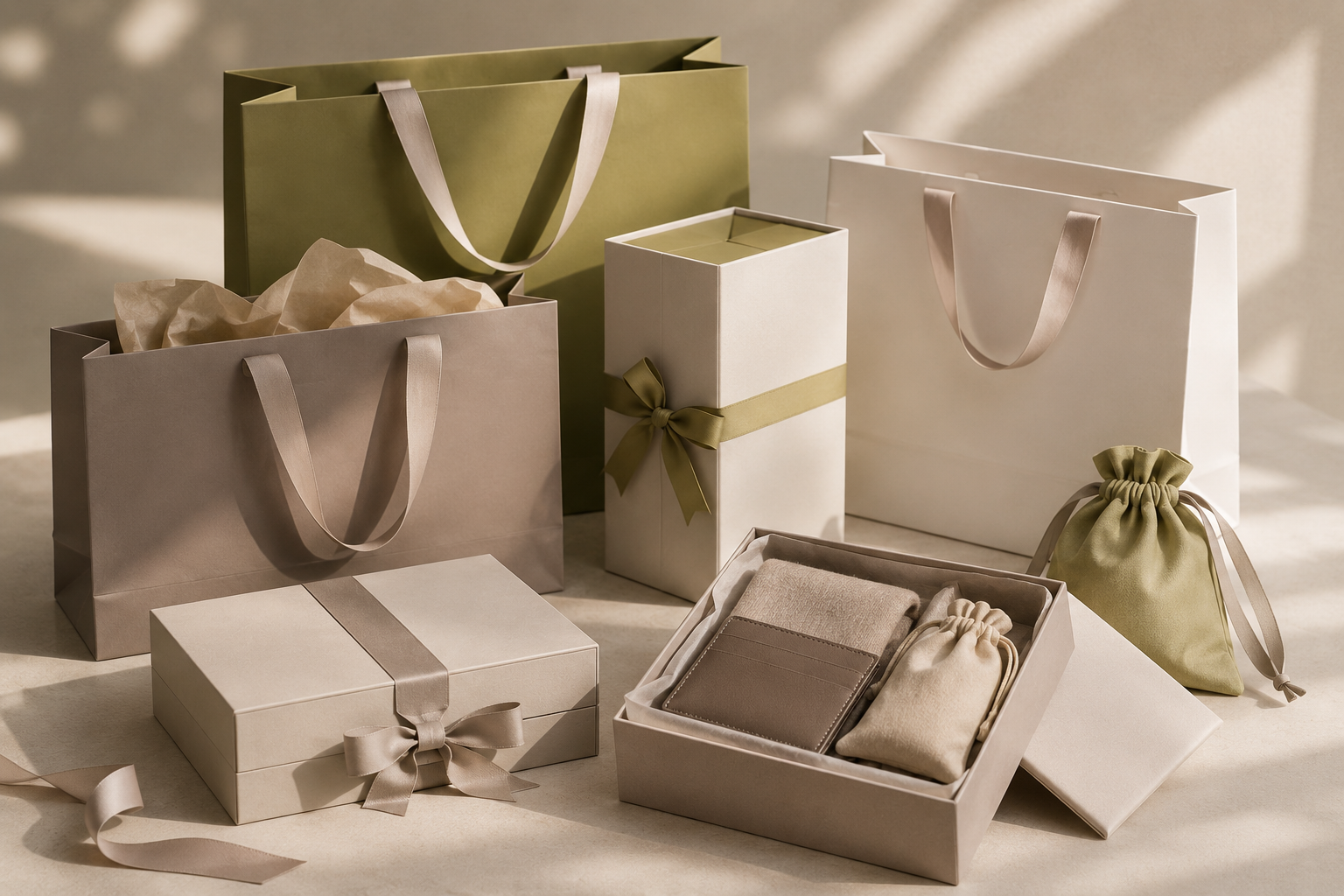 Coordinated premium bags and packaging sets